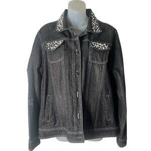 NWT $49 embellished jean jacket Frazzle